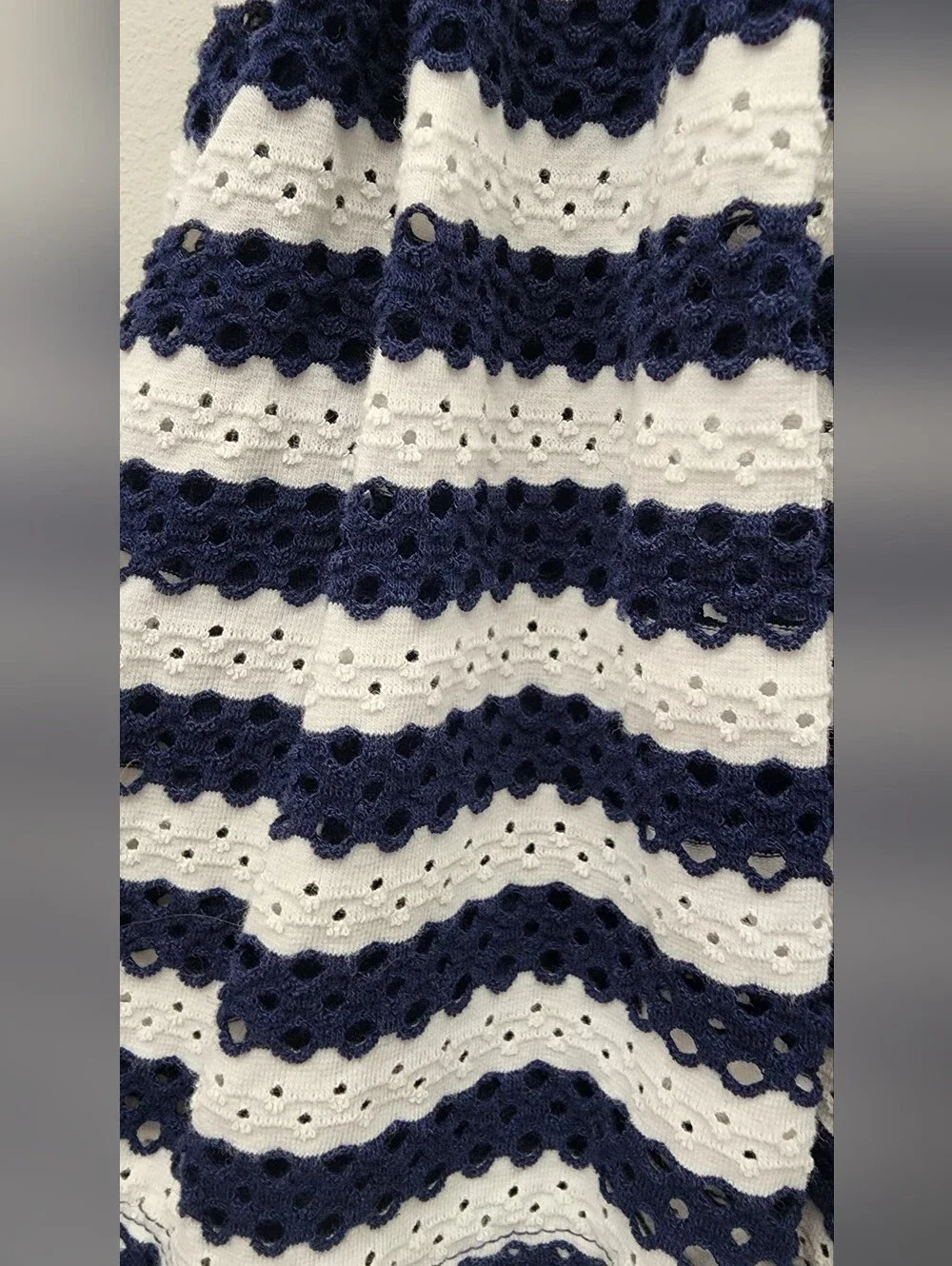 Jillian’s Closet Baby Girl Navy White Eyelet Dress 12M Bow
